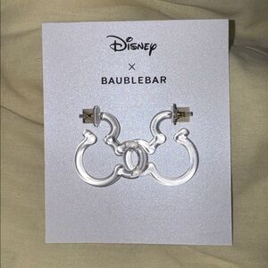 NWT Disney x BaubleBar Essential Mickey Mouse Clear Hoop Earrings